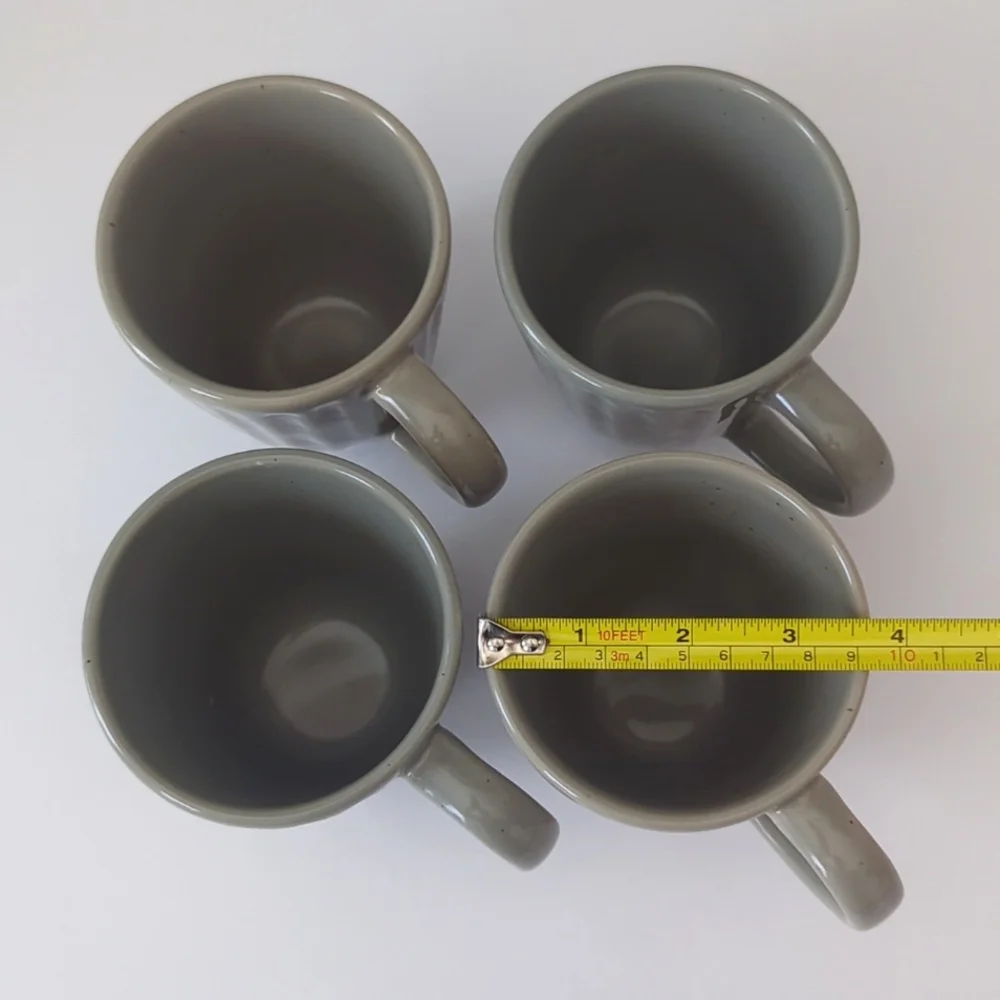 West Elm Everyday Mug Set Ribbed Gray Speckled 4 Mugs Unused